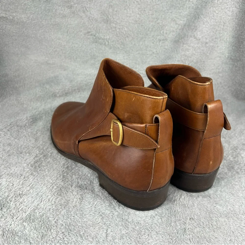 Bruno Magli Ankle Boots Men’s Size 11.5 Brown Leather Buckle Strap Almond Toe